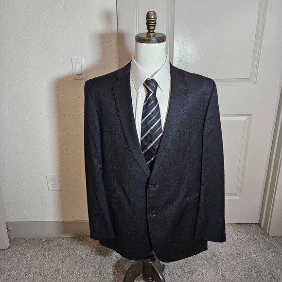 Jack Victor 46L 100% Wool Blazer Suit‎ Jacket Men Charcoal Gray